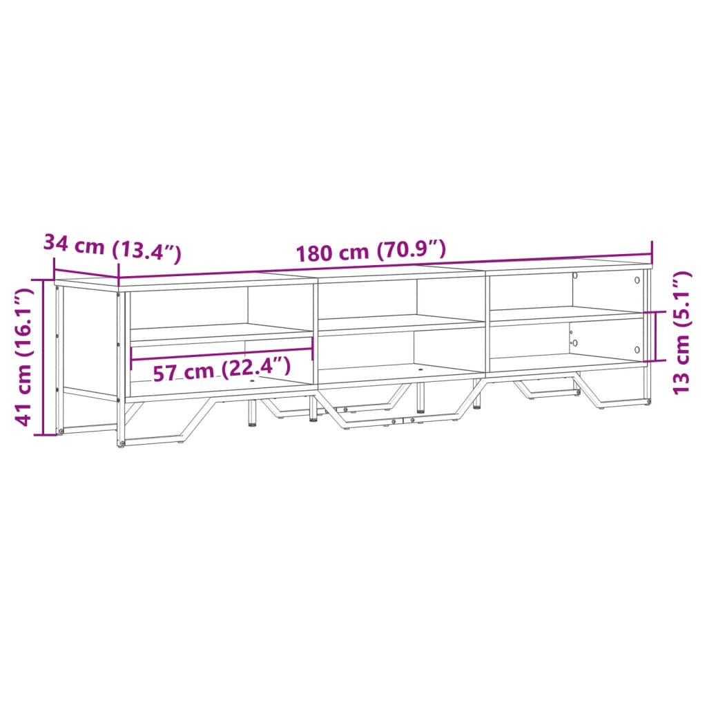 Tv-bänk sonoma ek 180x34x41 cm konstruerat trä