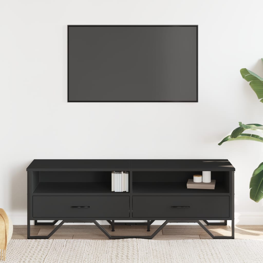 Tv-bänk svart 122x34x41 cm konstruerat trä