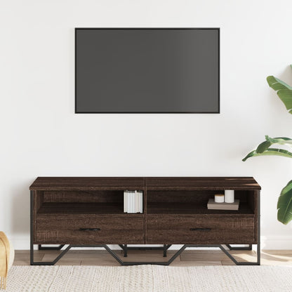 Tv-bänk brun ek 122x34x41 cm konstruerat trä