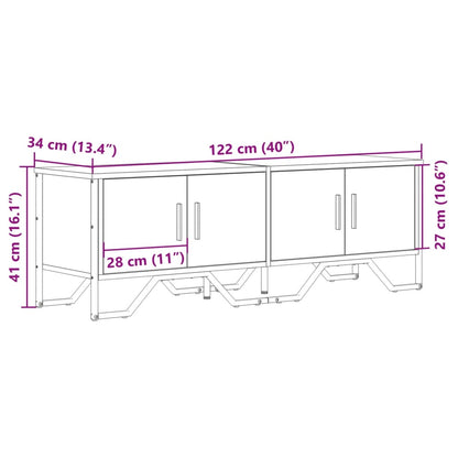 Tv-bänk rökfärgad ek 122x34x41 cm konstruerat trä