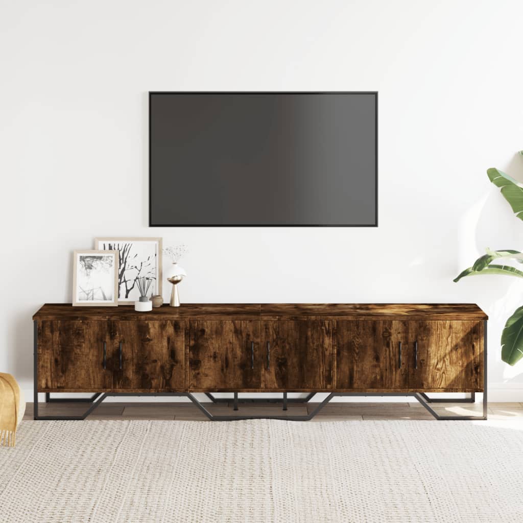 Tv-bänk rökfärgad ek 180x34x41 cm konstruerat trä