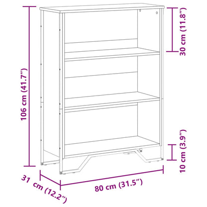 Bokhylla svart 80x31x106 cm konstruerat trä