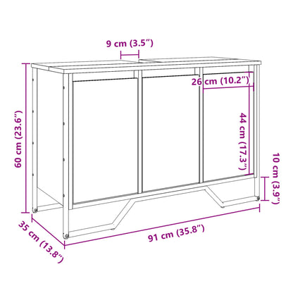 Tvättställsskåp sonoma-ek 91x35x60 cm konstruerat trä