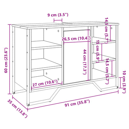 Tvättställsskåp svart 91x35x60 cm konstruerat trä