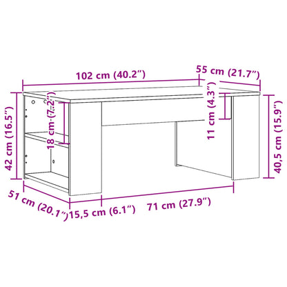 Soffbord rökfärgad ek 102x55x42 cm konstruerat trä