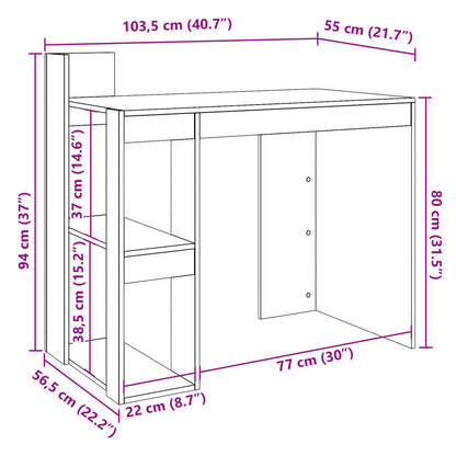 Skrivbord vit 103,5x56,5x94 cm konstruerat trä