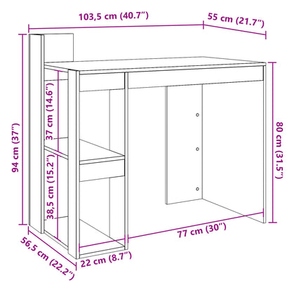 Skrivbord betonggrå 103,5x56,5x94 cm konstruerat trä