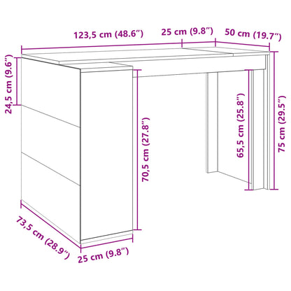 Skrivbord vit 123,5x73,5x75 cm konstruerat trä