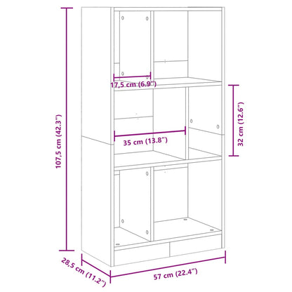 Bokhylla rökfärgad ek 57x28,5x107,5 cm konstruerat trä