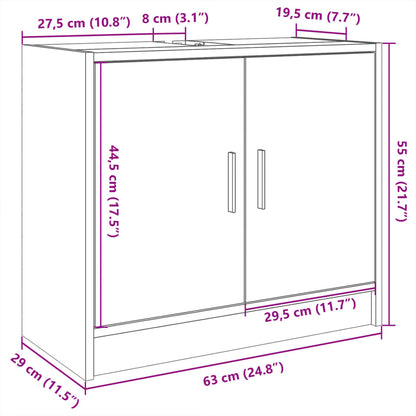 Tvättställsskåp svart 63x29x55 cm konstruerat trä