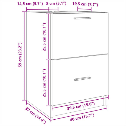 Tvättställsskåp vit 40x37x59 cm konstruerat trä