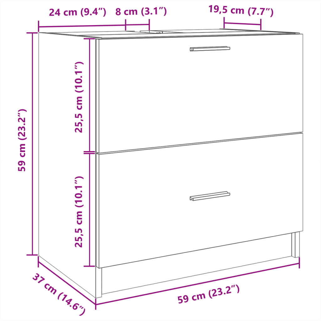 Tvättställsskåp vit 59x37x59 cm konstruerat trä