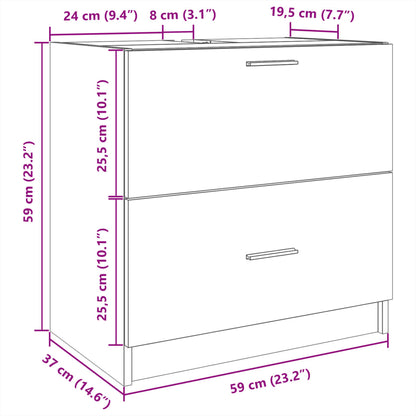 Tvättställsskåp sonoma-ek 59x37x59 cm konstruerat trä