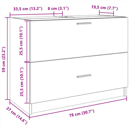 Tvättställsskåp vit 78x37x59 cm konstruerat trä