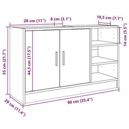 Tvättställsskåp vit 90x29x55 cm konstruerat trä