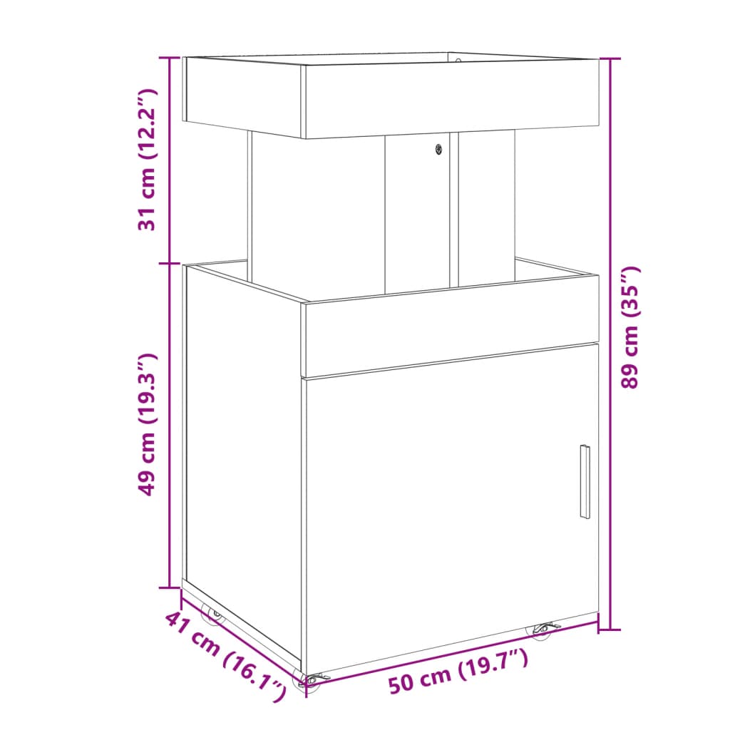 Barvagn vit 50x41x89 cm konstruerat trä