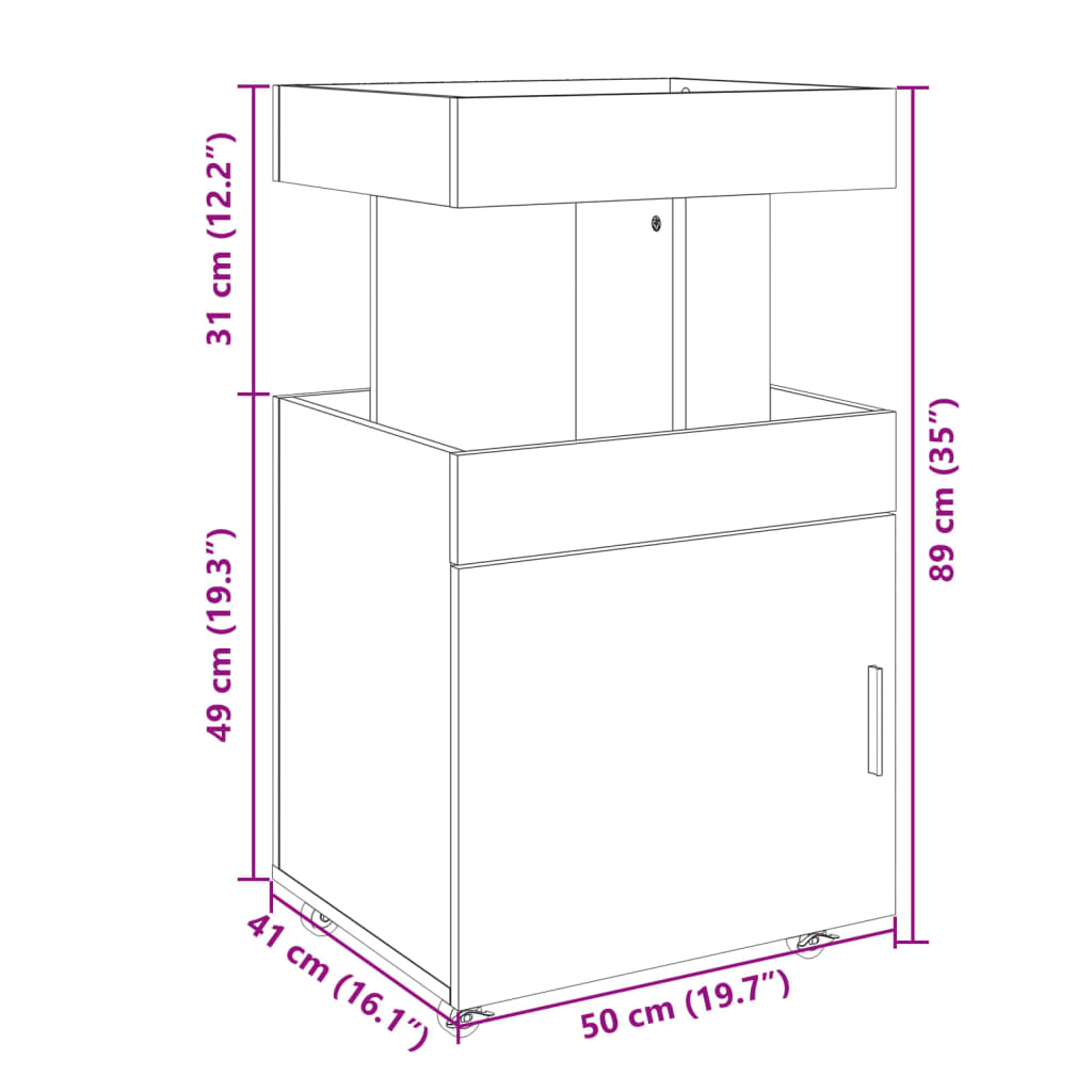 Barvagn rökfärgad ek 50x41x89 cm konstruerat trä