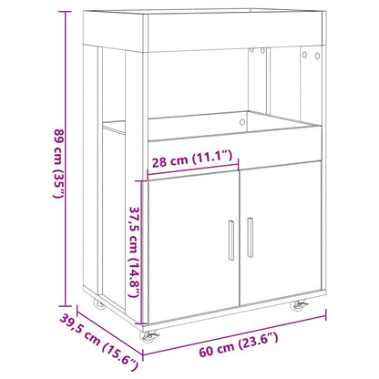 Barvagn betonggrå 60x39,5x89 cm konstruerat trä