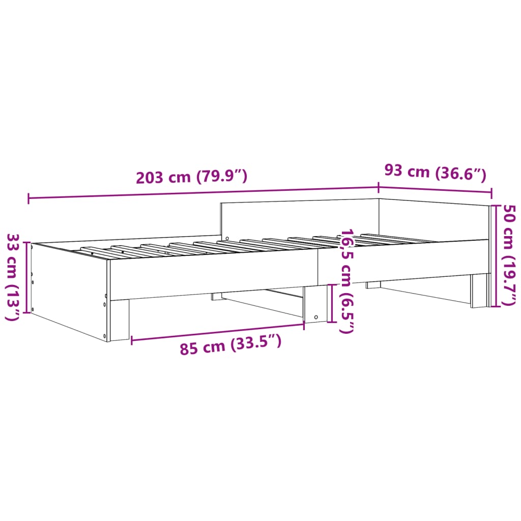 Sängram betonggrå 90x200 cm konstruerad trä