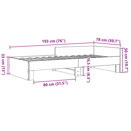 Sängram betonggrå 75x190 cm konstruerad trä