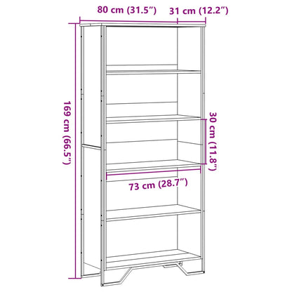 Bokhylla sonoma-ek 80x31x169 cm konstruerat trä