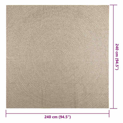 Matta ZIZUR beige 240x240 cm jutelook inomhus och utomhus