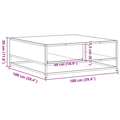 Soffbord sonoma-ek 100x100x30 cm konstruerat trä och metall