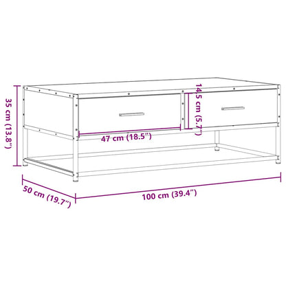 Soffbord svart 100x50x35 cm konstruerat trä och metall