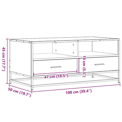 Soffbord sonoma-ek 100x50x45 cm konstruerat trä och metall