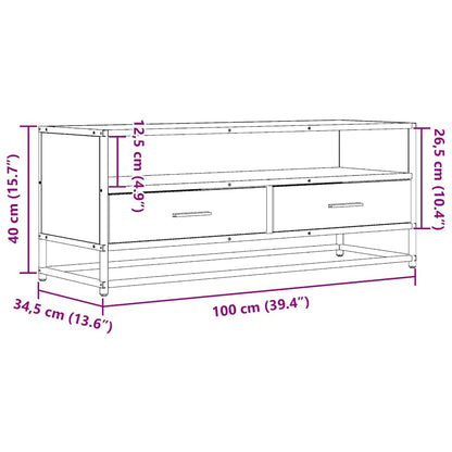 Tv-bänk svart 100x34,5x40 cm konstruerat trä och metall