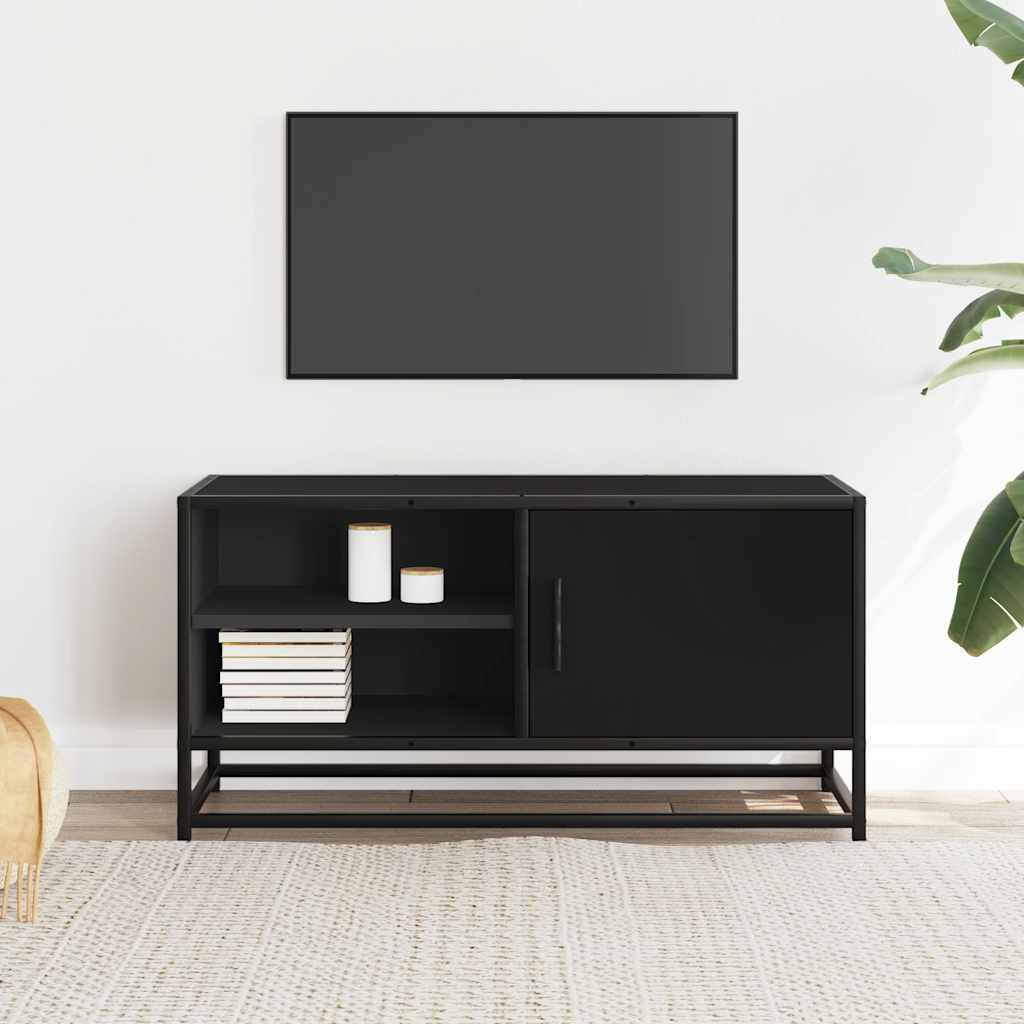 Tv-bänk svart 80x34,5x40 cm konstruerat trä och metall