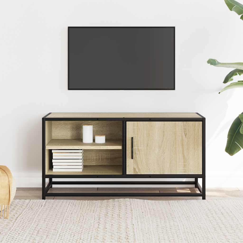 Tv-bänk sonoma-ek 80x34,5x40 cm konstruerat trä och metall