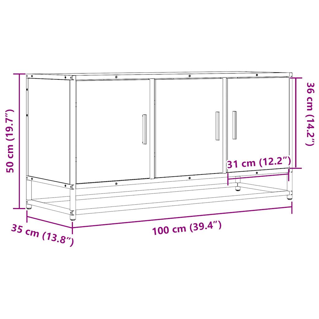 Tv-bänk svart 100x35x50 cm konstruerat trä och metall