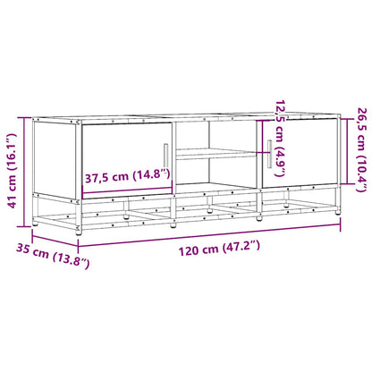 Tv-bänk sonoma-ek 120x35x41 cm konstruerat trä och metall