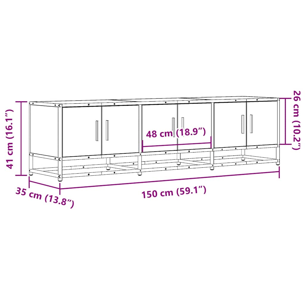 Tv-bänk svart 150x35x41 cm konstruerat trä och metall