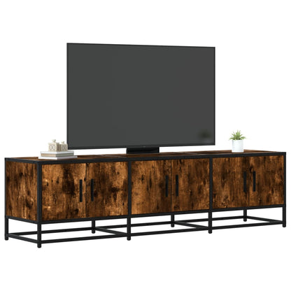 Tv-bänk rökfärgad ek 150x35x41 cm konstruerat trä och metall