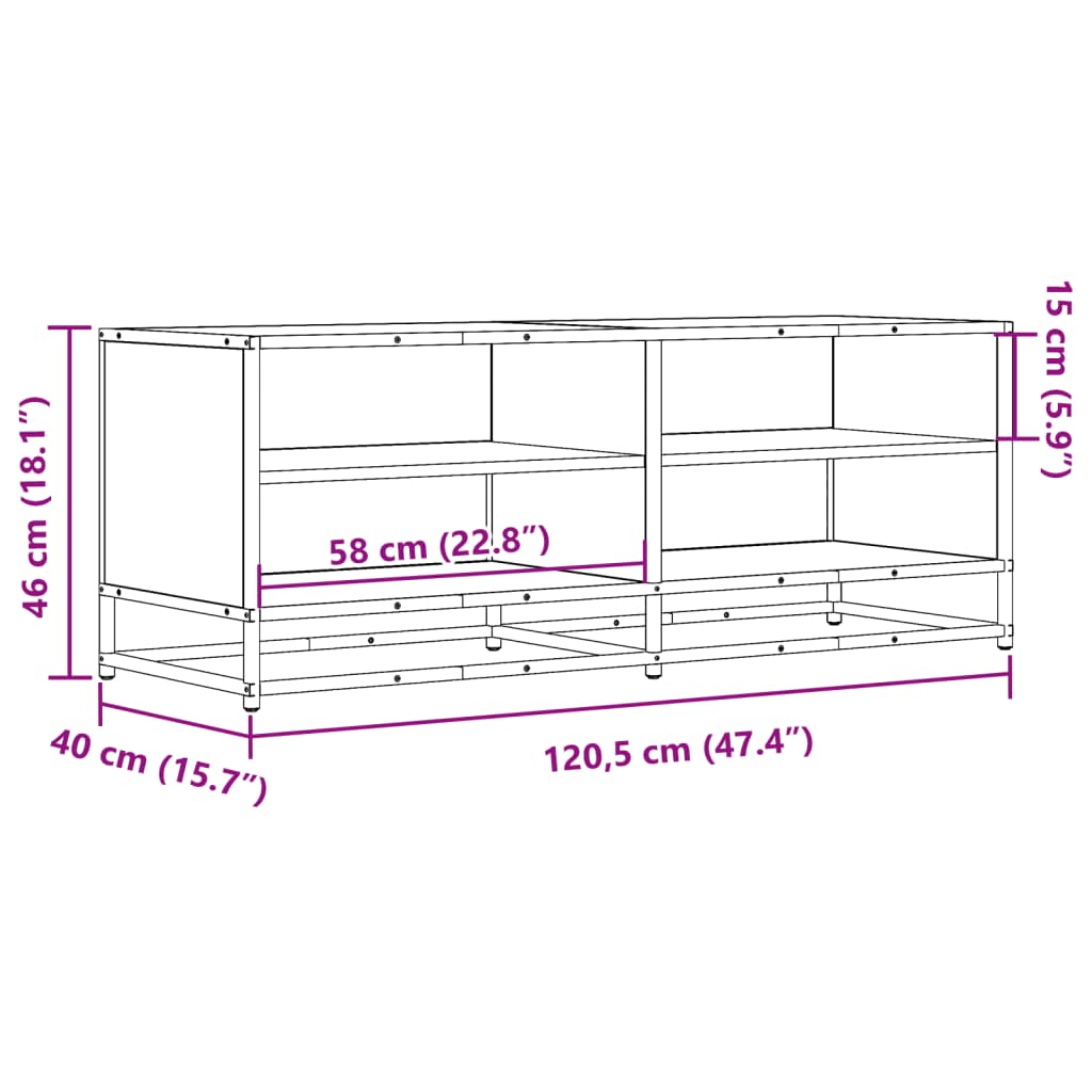 Tv-bänk svart 120,5x40x46 cm konstruerat trä och metall