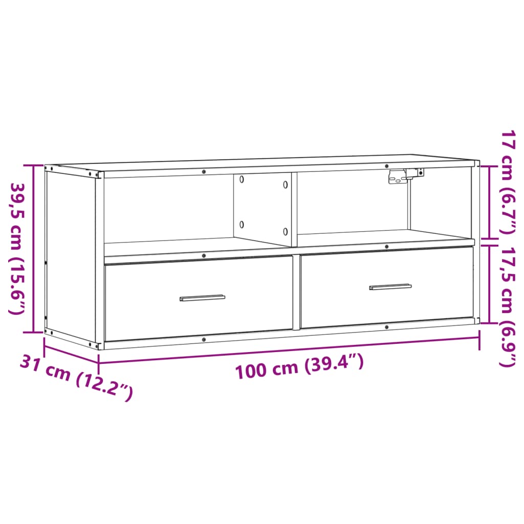 Tv-bänk svart 100x31x39,5 cm konstruerat trä och metall