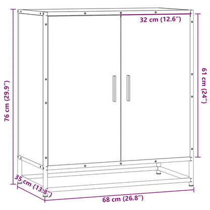 Skänk rökfärgad ek 68x35x76 cm konstruerat trä och metall