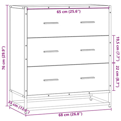 Skänk rökfärgad ek 68x35x76 cm konstruerat trä och metall