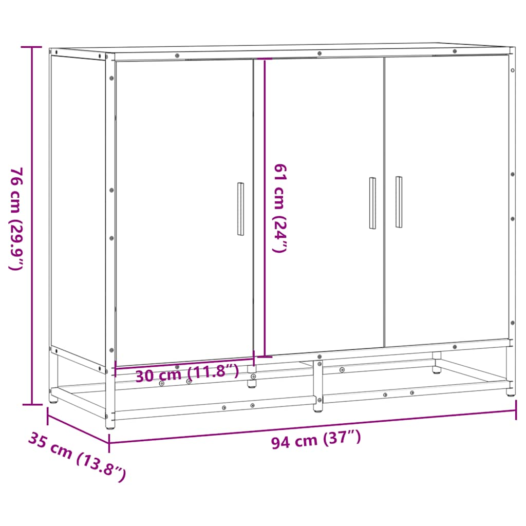 Skänk svart 94x35x76 cm konstruerat trä