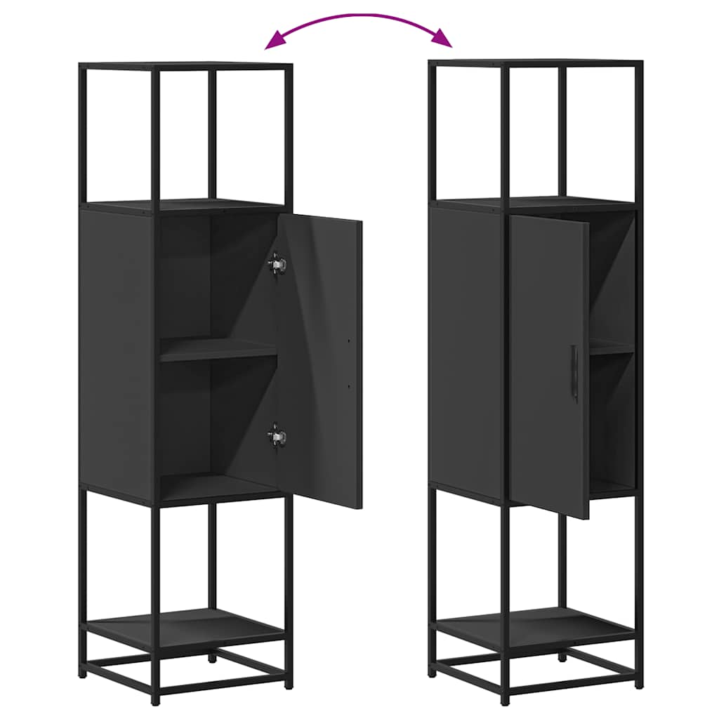 Högskåp svart 35,5x35x139 cm konstruerat trä och metall