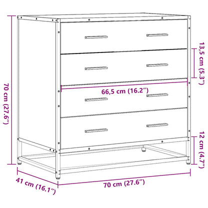 Lådskåp rökfärgad ek 70x41x70 cm konstruerat trä