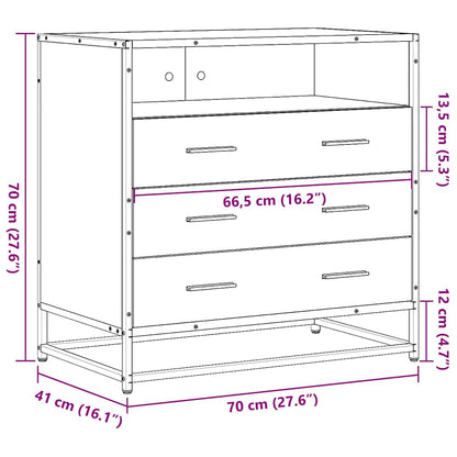 Lådskåp rökfärgad ek 70x41x70 cm konstruerat trä