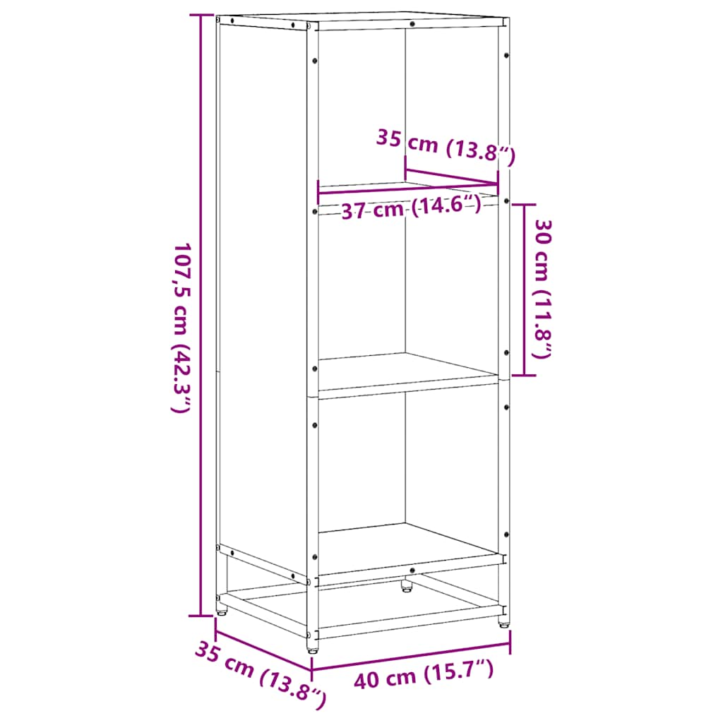 Bokhylla rökfärgad ek 40x35x107,5 cm konstruerat trä