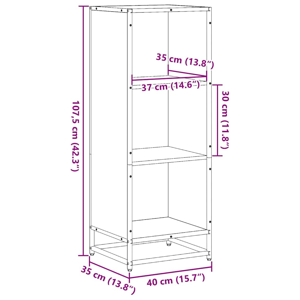 Bokhylla brun ek 40x35x107,5 cm konstruerat trä