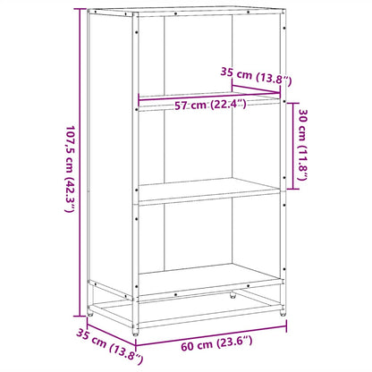 Bokhylla svart 60x35x107,5 cm konstruerat trä