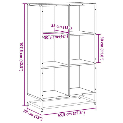 Bokhylla rökfärgad ek 65,5x33x107,5 cm konstruerat trä