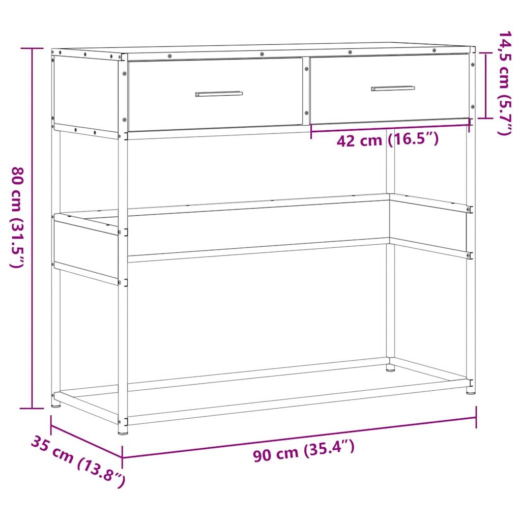 Avlastningsbord svart 90x35x80 cm konstruerat trä