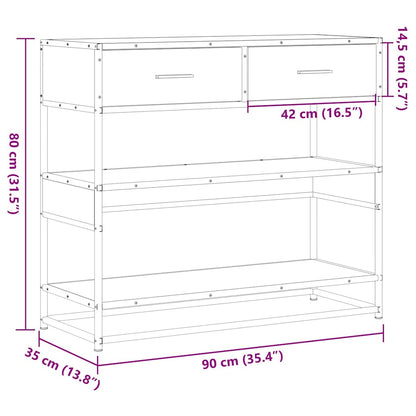 Avlastningsbord brun ek 90x35x80 cm konstruerat trä